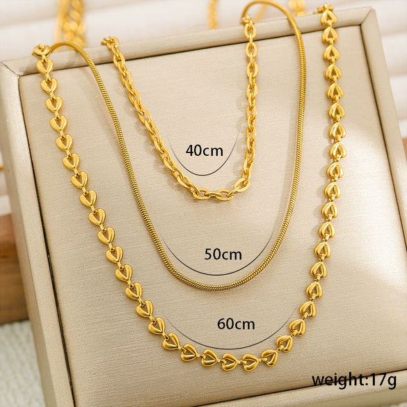 Necklace Stainless Steel Geometric Heart Hip Hop Electroplating Women