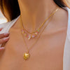 Necklace Stainless Steel Geometric Heart Pendant Electroplating Women's