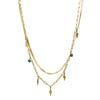 Necklace Stainless Steel Geometric Lightning Style Blue Pine Stone Pendant Blade Chain Electroplated