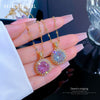 Necklace Stainless Steel Geometric Microinlaid Diamond Heavy Industry Large Round Women's Cartoon Style