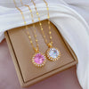 Necklace Stainless Steel Geometric Microinlaid Diamond Heavy Industry Large Round Women's Cartoon Style