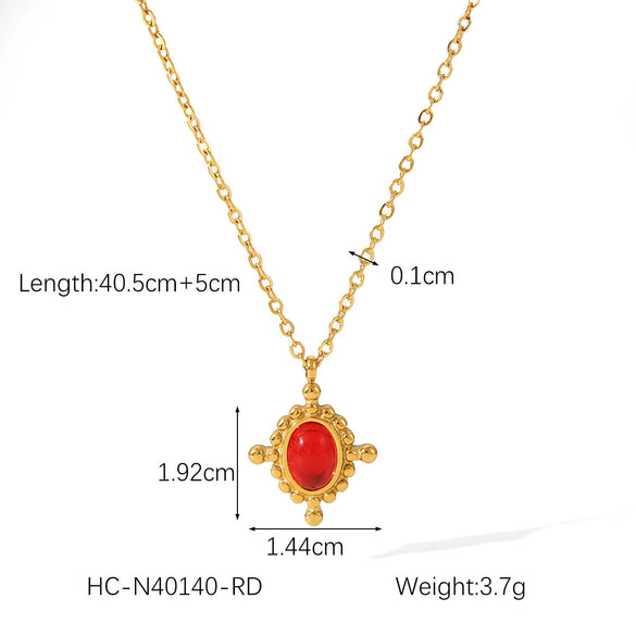 Necklace Stainless Steel Geometric Mixed Gem Inlay Electroplating Clavicle Chain For Women