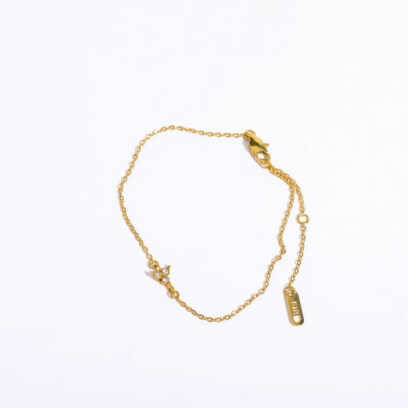 Necklace Stainless Steel Geometric Mixed Gem Inlay Real Gold Plating