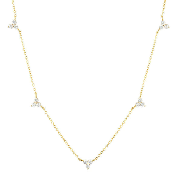 Necklace Stainless Steel Geometric Mixed Gem Inlay Real Gold Plating