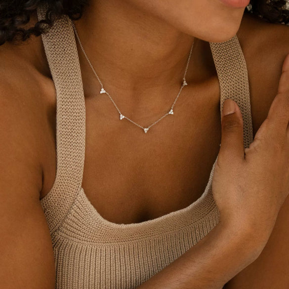 Necklace Stainless Steel Geometric Mixed Gem Inlay Real Gold Plating