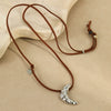 Necklace Stainless Steel Geometric Pendant 18K Gold Plated Suede Rope