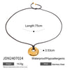 Necklace Stainless Steel Geometric Round Hollow Pendant Electroplating For Women