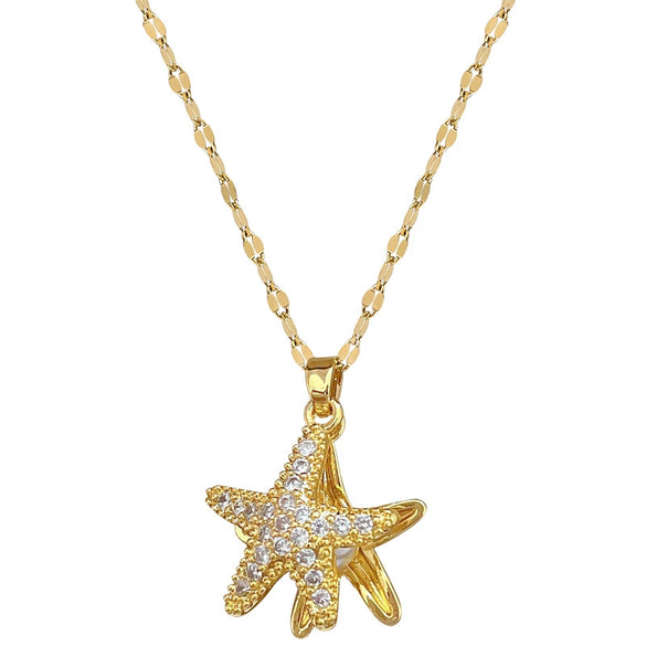 Necklace Stainless Steel Geometric Sea Star Pearl Light Luxury Elegant Gorgeous Unisex Titanium Steel Chain