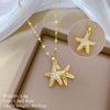 Necklace Stainless Steel Geometric Sea Star Pearl Light Luxury Elegant Gorgeous Unisex Titanium Steel Chain