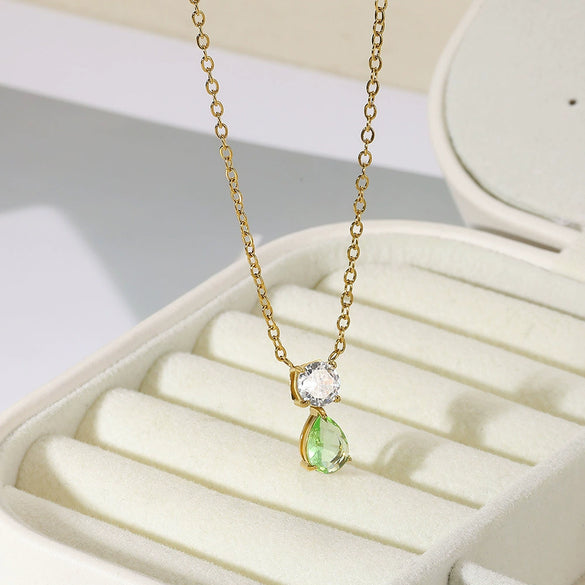 Necklace Stainless Steel Geometric Set With Diamonds Light Luxury Style