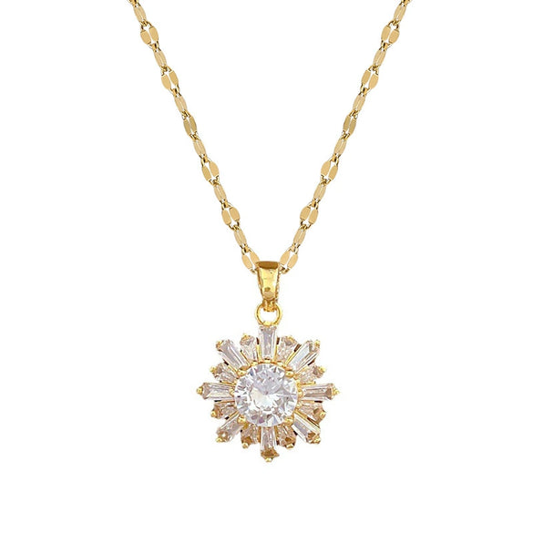Necklace Stainless Steel Geometric Snowflake Copper Electroplating Women's