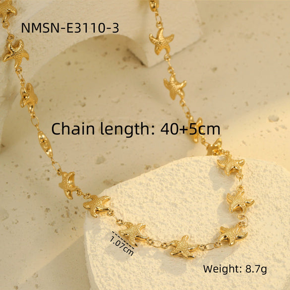 Necklace Stainless Steel Geometric Star Flower Electroplated Fashion Jewelry For Women