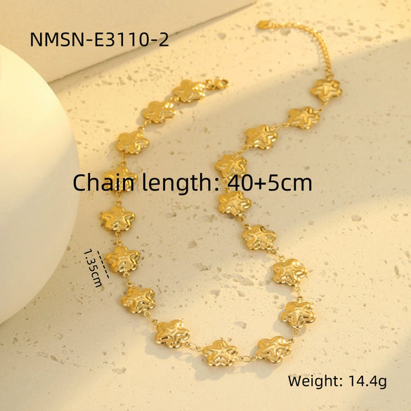 Necklace Stainless Steel Geometric Star Flower Electroplated Fashion Jewelry For Women