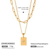Necklace Stainless Steel Geometric Star Square Pendant Double Chain Electroplated For Women