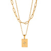 Necklace Stainless Steel Geometric Star Square Pendant Double Chain Electroplated For Women