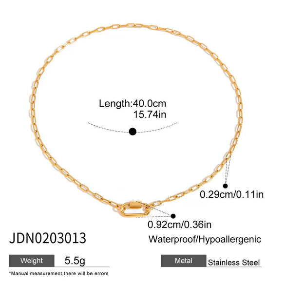 Necklace Stainless Steel Geometric Style Electroplating Paperclip Chain Long Oval Buckle Lock