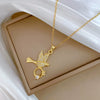 Necklace Stainless Steel Geometric Swallow Inclined Ring Light Luxury Elegant Gorgeous Copper Pendant