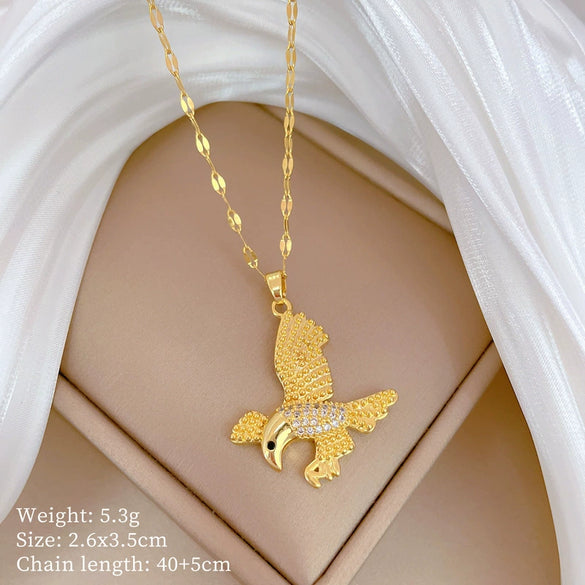 Necklace Stainless Steel Geometric Titanium Steel Eagle Dive Light Luxury Gorgeous Diamond Unisex