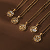 Necklace Stainless Steel Geometric Twelve Constellations Coin O Shaped Chain Vacuum Plated 18K Gold Color Preservation Old Money Style Unisex