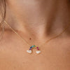Necklace Stainless Steel Geometric U Shaped Rainbow Natural Baroque Pearl Multi Pendant Electroplating
