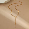 Necklace Stainless Steel Geometric Y Word Tassel Long Stick Pendant Electroplating For Women