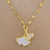 Necklace Stainless Steel Ginkgo Leaf Geometric Style