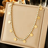 Necklace Stainless Steel Glossy Disc Pendant Diamond Rhinestone Fashionable Light Luxury Highend Nonfading