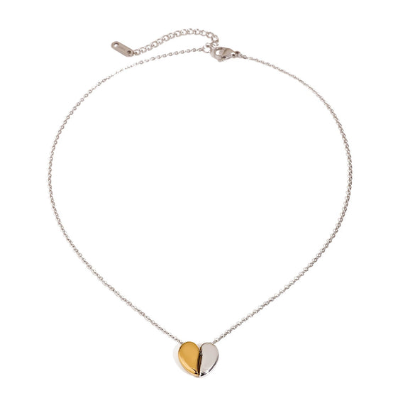 Necklace Stainless Steel Gold And Silver Color Matching Heart Shape Electroplating For Women