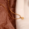 Necklace Stainless Steel Gold Plated Asymmetric Rice Beads Round Bead Chain Geometric Zircon For Women