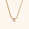 Necklace Stainless Steel Gold Plated Asymmetric Rice Beads Round Bead Chain Geometric Zircon For Women