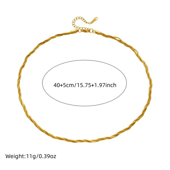 Necklace Stainless Steel Gold Plated Chain Twist Fashion Retro Simple Style