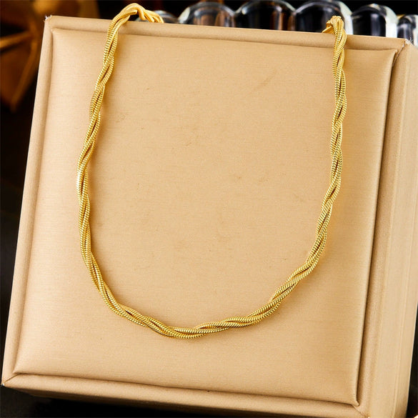 Necklace Stainless Steel Gold Plated Chain Twist Fashion Retro Simple Style