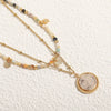 Necklace Stainless Steel Gold Plated Handmade Geometric Round Pendant Clavicle Chain For Women