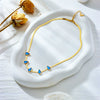 Necklace Stainless Steel Goldplated Geometric Mixed Gem Inlay Snake Bone Chain For Women
