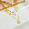 Necklace Stainless Steel Goldplated Multilayer Stacked White Shell Heart Shape Pendant