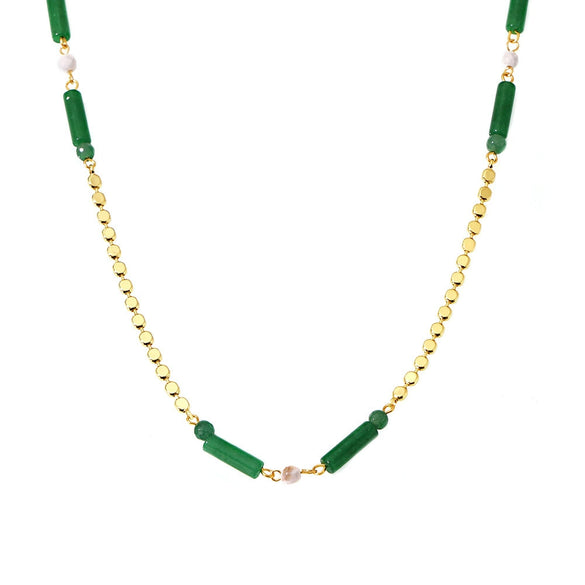 Necklace Stainless Steel Green Aventurine Geometric Light Luxury Electroplating