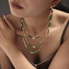 Necklace Stainless Steel Green Aventurine Geometric Light Luxury Electroplating