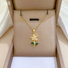 Necklace Stainless Steel Green Leaf Shell Flower Geometric Style