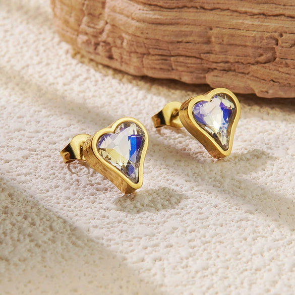 Necklace Stainless Steel Heart Drop Geometric Shape Simple Style Electroplating Women's