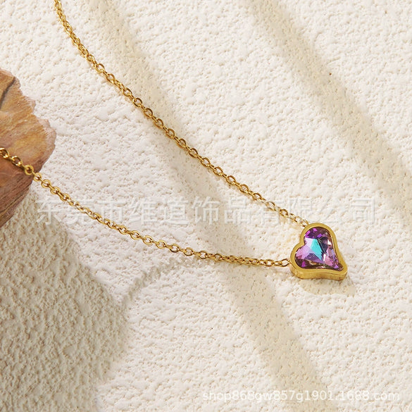 Necklace Stainless Steel Heart Drop Geometric Shape Simple Style Electroplating Women's
