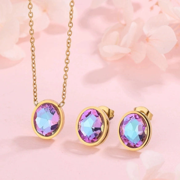 Necklace Stainless Steel Heart Drop Geometric Shape Simple Style Electroplating Women's