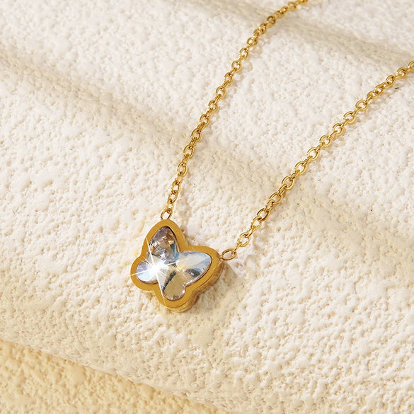 Necklace Stainless Steel Heart Drop Geometric Shape Simple Style Electroplating Women's