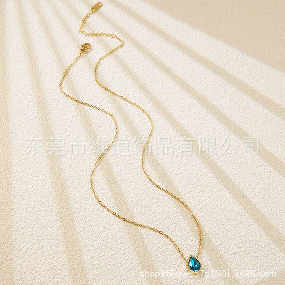 Necklace Stainless Steel Heart Drop Geometric Shape Simple Style Electroplating Women's