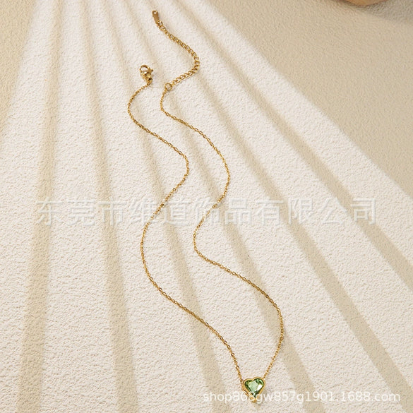 Necklace Stainless Steel Heart Drop Geometric Shape Simple Style Electroplating Women's