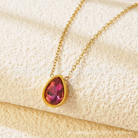 Necklace Stainless Steel Heart Drop Geometric Shape Simple Style Electroplating Women's