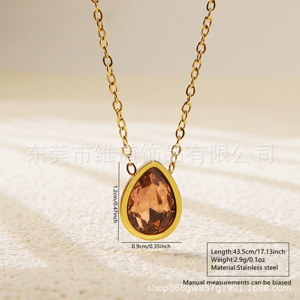 Necklace Stainless Steel Heart Drop Geometric Shape Simple Style Electroplating Women's