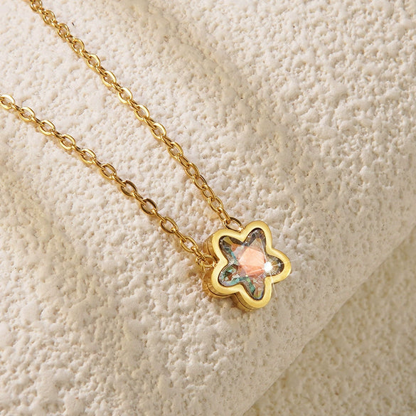 Necklace Stainless Steel Heart Drop Geometric Shape Simple Style Electroplating Women's