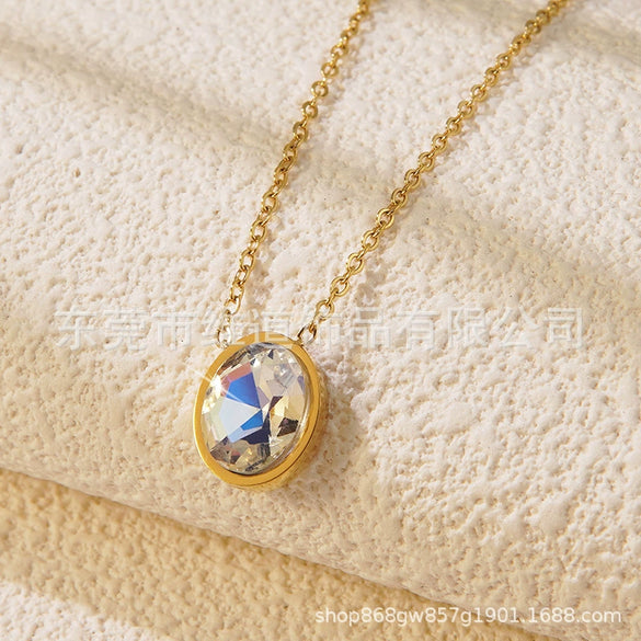 Necklace Stainless Steel Heart Drop Geometric Shape Simple Style Electroplating Women's