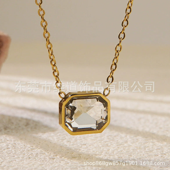 Necklace Stainless Steel Heart Drop Geometric Shape Simple Style Electroplating Women's
