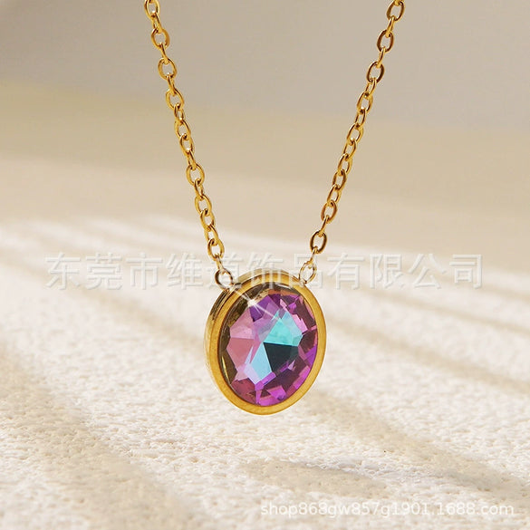 Necklace Stainless Steel Heart Drop Geometric Shape Simple Style Electroplating Women's